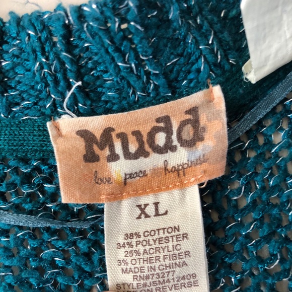 Teal sweater with sequins & silver thread - Picture 3 of 4